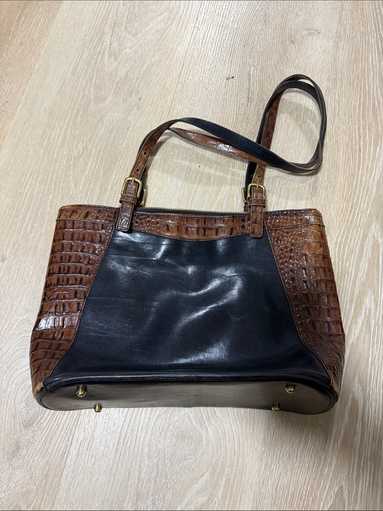 Brahmin Handbags - Brahmin Black and Brown Croc-Embossed Shoulder Bag